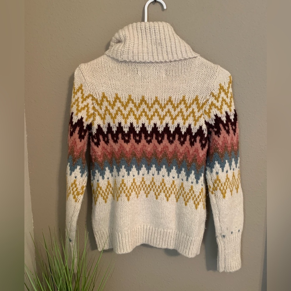 LOFT Fair Isle Turtleneck sweater. Size XXSP. - Picture 2 of 8